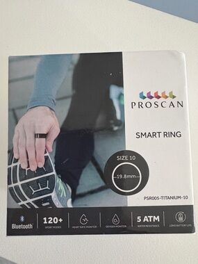 Proscan Smart Ring Size 10 — Black Titanium Fitness Ring